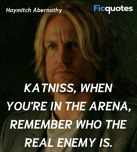 Katniss, when you're in the arena, remember who the real enemy is. image