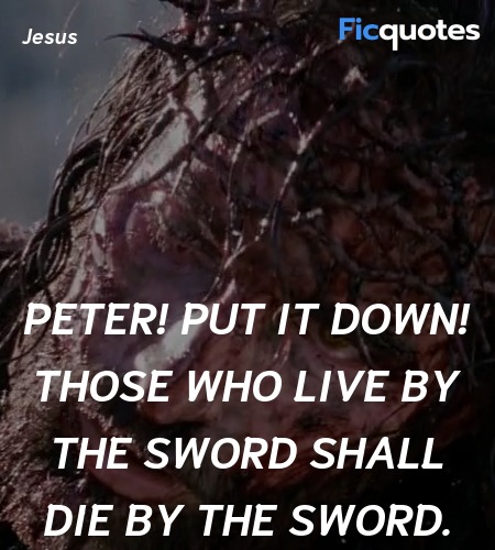 Peter! Put it down! Those who live by the sword shall die by the sword. image