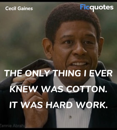 The only thing I ever knew was cotton. It was hard... quote image