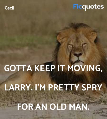 Gotta keep it moving, Larry. I'm pretty spry for ... quote image