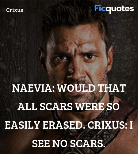 Naevia: Would that all scars were so easily erased.
Crixus: I see no scars. image