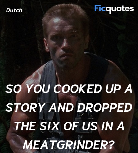So you cooked up a story and dropped the six of us in a meatgrinder? image