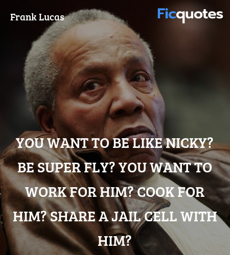 You want to be like Nicky? Be super fly? You want to work for him? Cook for him? Share a jail cell with him? image