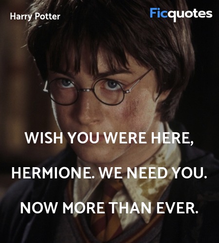  Wish you were here, Hermione. We need you. Now ... quote image