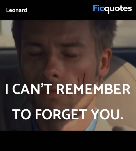 I Can T Remember To Forget You Memento 00 Quotes