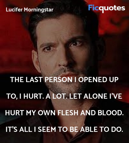 The last person I opened up to, I hurt. A lot. Let alone I've hurt my own flesh and blood. It's all I seem to be able to do. image