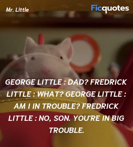 George Little : Dad?
Fredrick Little : What?
George Little : Am I in trouble?
Fredrick Little : No, son. You're in BIG trouble. image