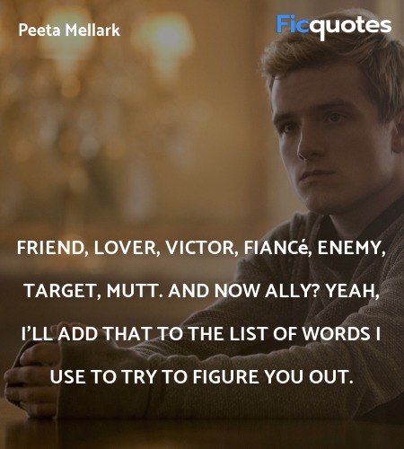 Friend, lover, Victor, fiancé, enemy, target, mutt. And now ally? Yeah, I'll add that to the list of words I use to try to figure you out. image