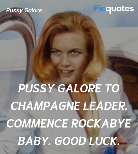 Pussy Galore to Champagne Leader. Commence rockabye baby. Good luck. image