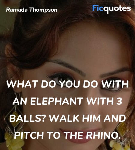 What do you do with an elephant with 3 balls? Walk... quote image