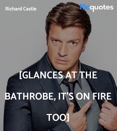 [glances at the bathrobe, it's on fire too quote image