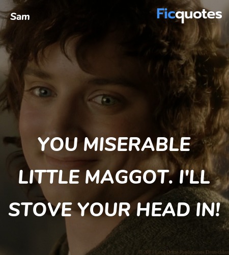 You miserable little maggot. I'll stove your head ... quote image