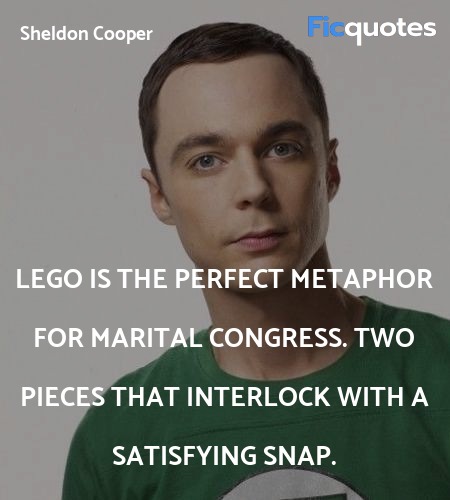 Lego is the perfect metaphor for marital congress... quote image